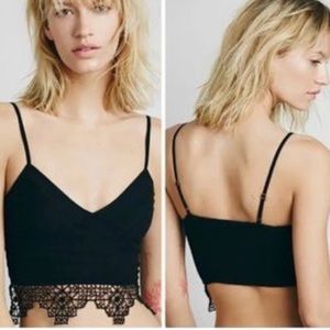 Free people black lace crop top size medium